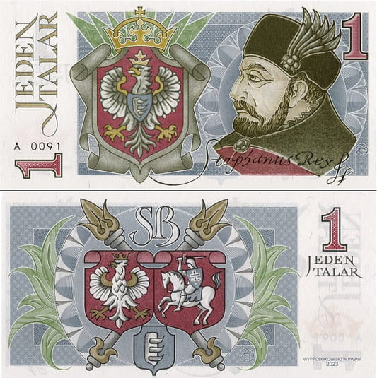 1 Talar - Stefan Batory - Projekt studyjny banknotu - 2023 - druk PWPW